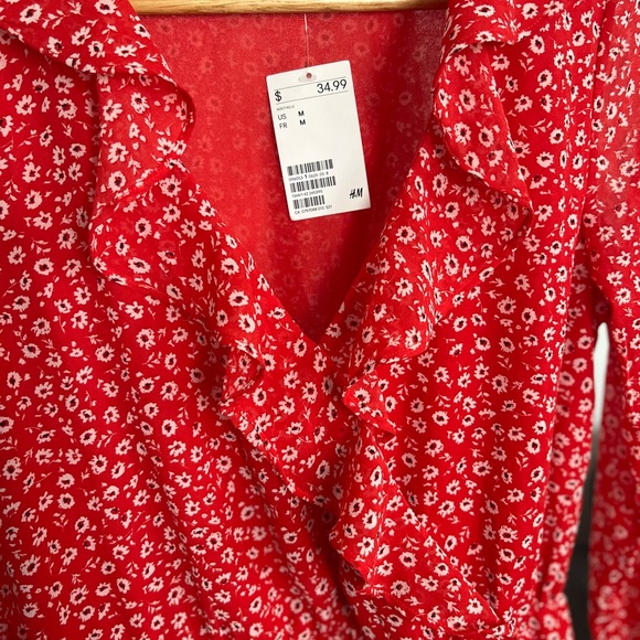 DIVIDED By H&M DITSY FLORAL V-Neck LONG SLEEVE Spring Summer Dress.NWT - Picture 2 of 5